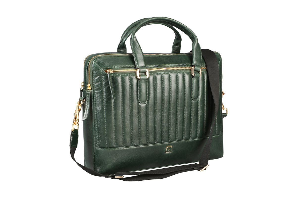 Azul Laptop, Portfolio Office Executive Bag in Genuine Leather - Green