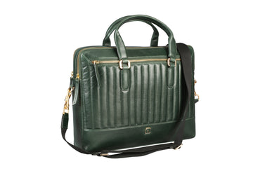 Azul Laptop, Portfolio Office Executive Bag in Genuine Leather - Green