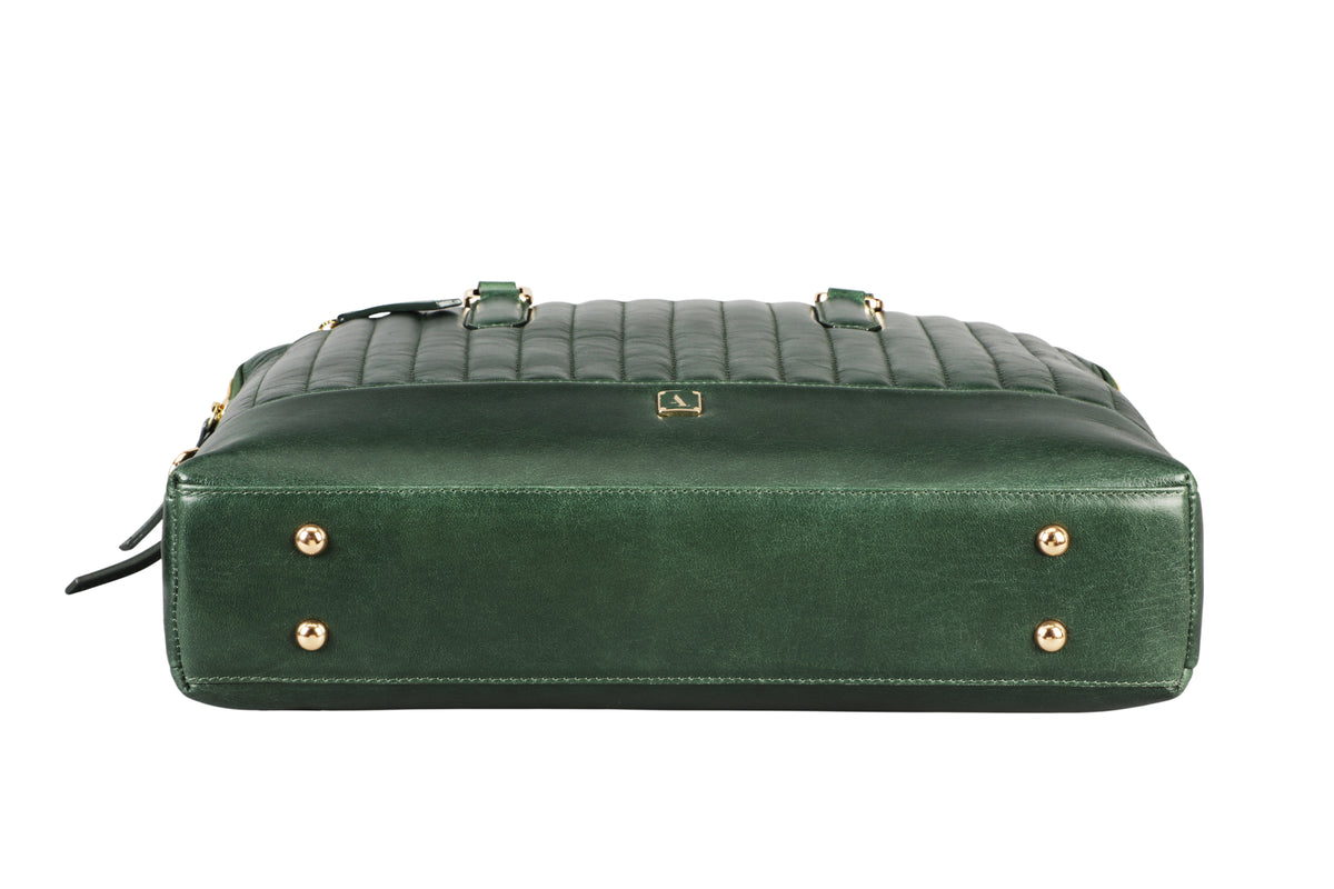 Azul Laptop, Portfolio Office Executive Bag in Genuine Leather - Green