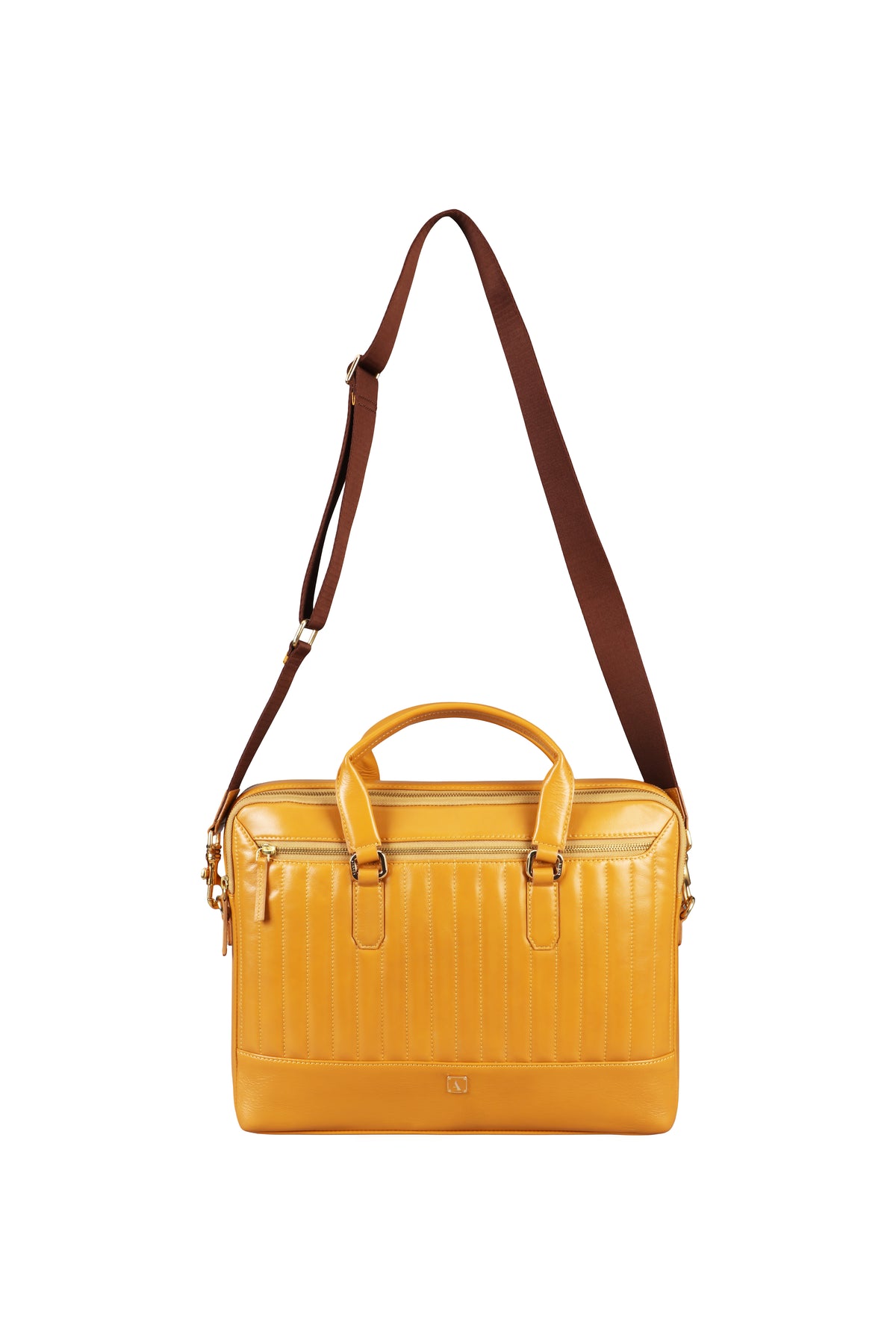 Azul Laptop, Portfolio Office Executive Bag in Genuine Leather - Mustard