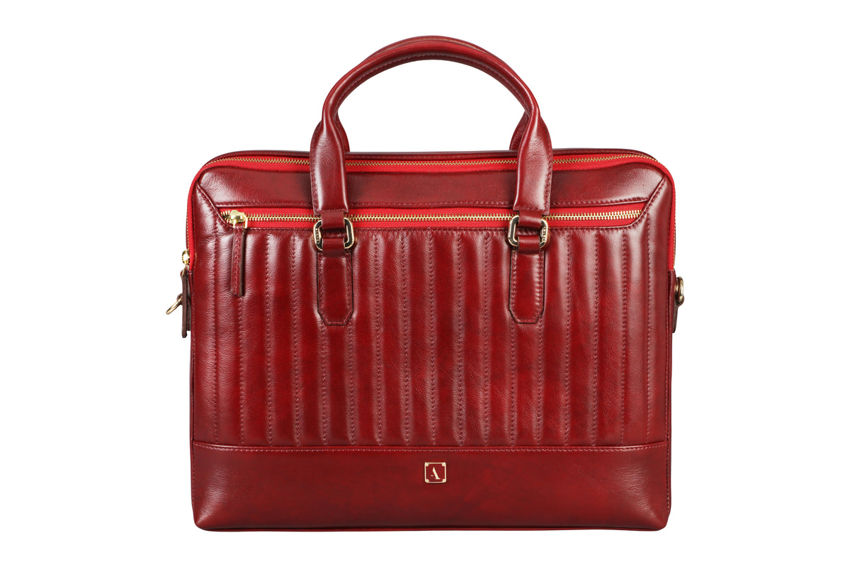 Azul Laptop, Portfolio Office Executive Bag in Genuine Leather - Wine