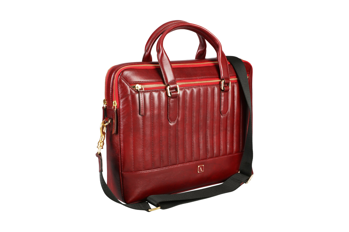 Azul Laptop, Portfolio Office Executive Bag in Genuine Leather - Wine