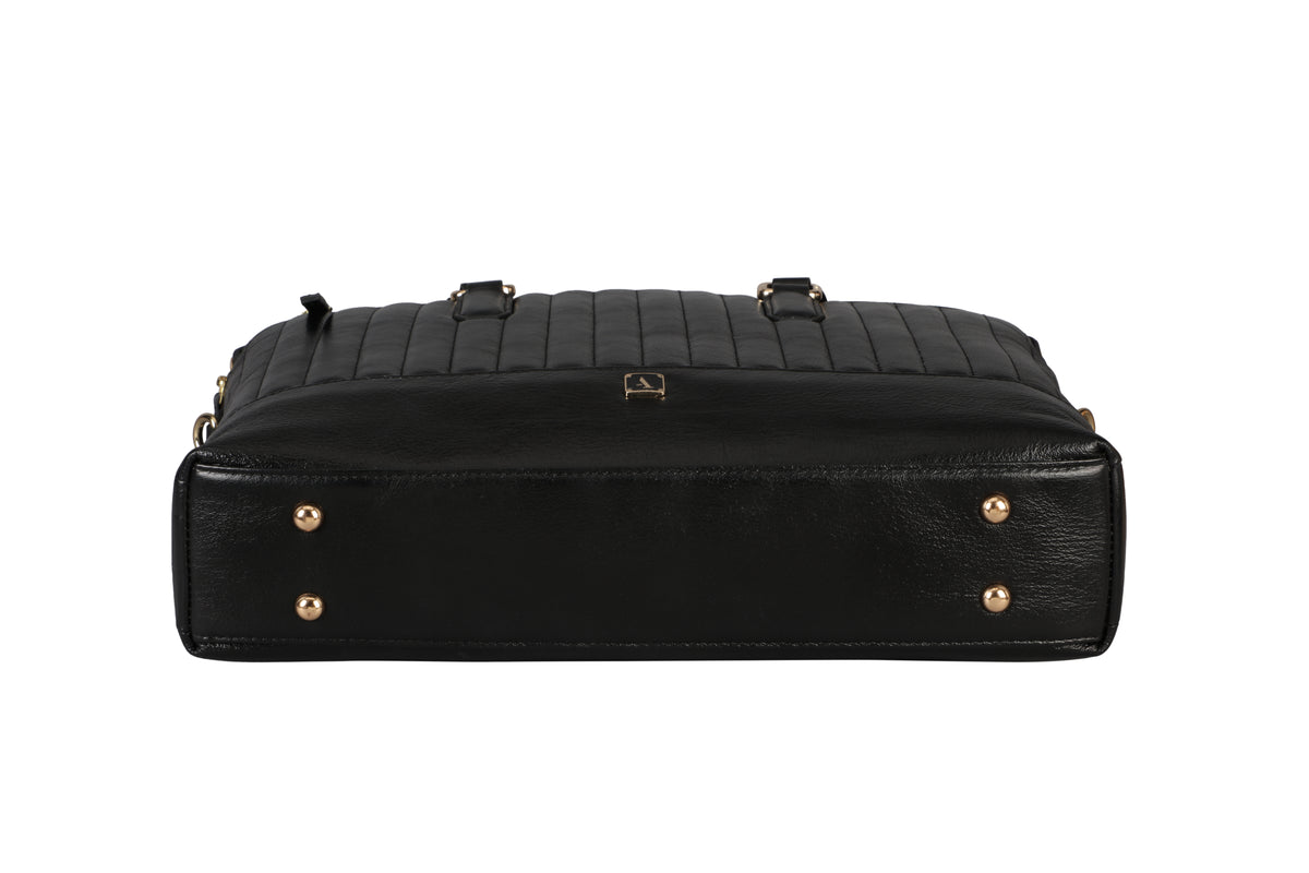 Azul Laptop, Portfolio Office Executive Bag in Genuine Leather - Black