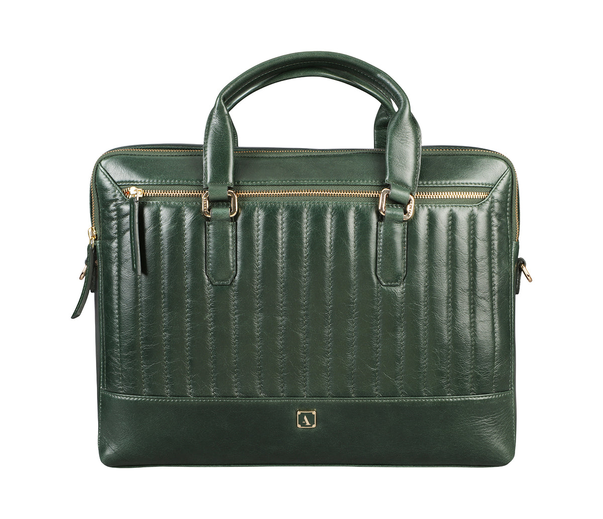 Azul Laptop, Portfolio Office Executive Bag in Genuine Leather - Green