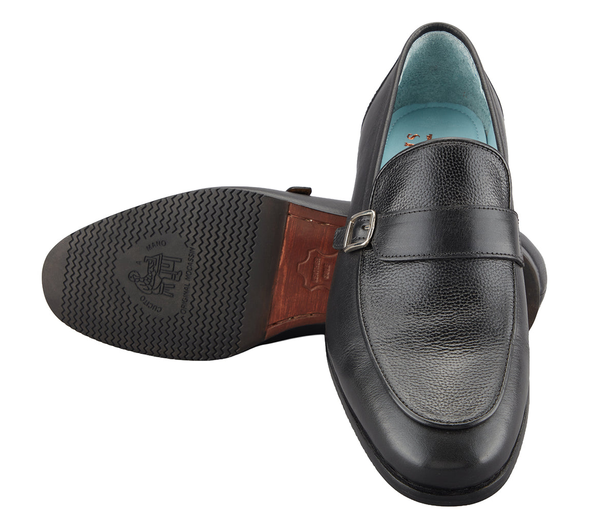 Loafer with Side Buckle - Black