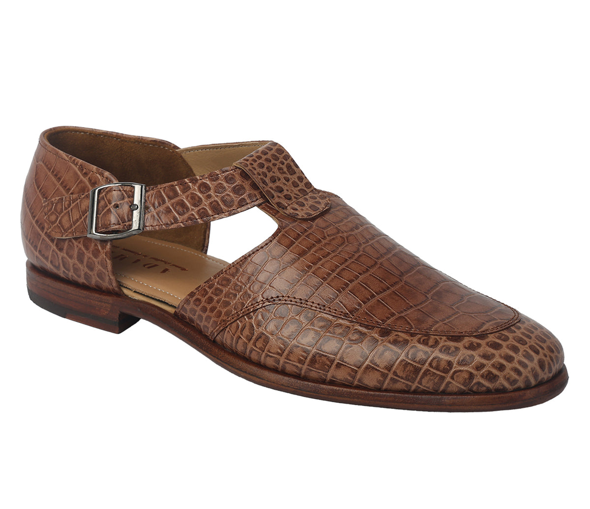 Sandal with Side Adjustable Buckle - Tan