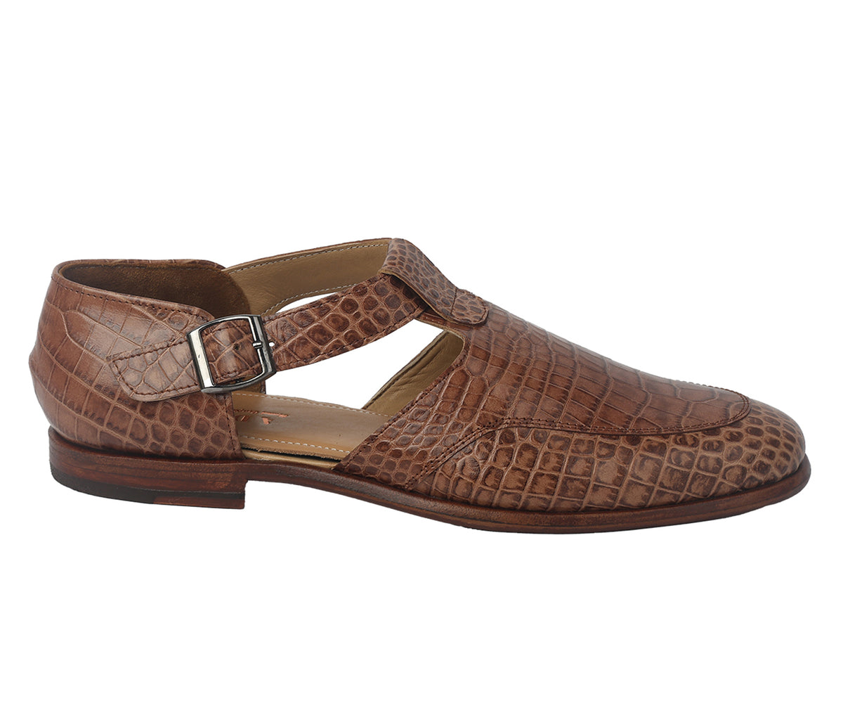 Sandal with Side Adjustable Buckle - Tan