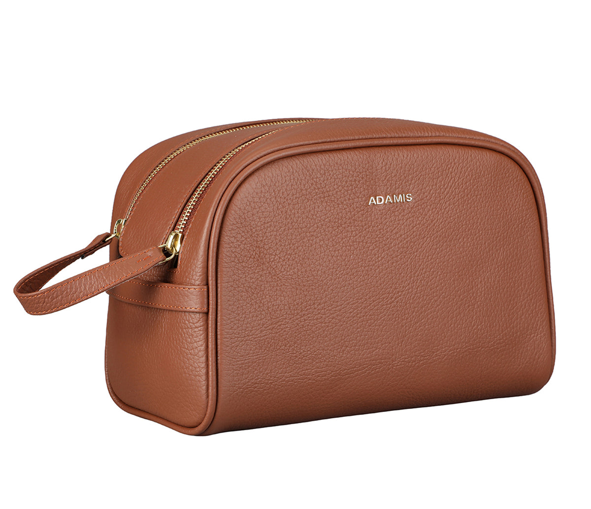 Unisex Wash & Toiletry Travel Pouch - Tan