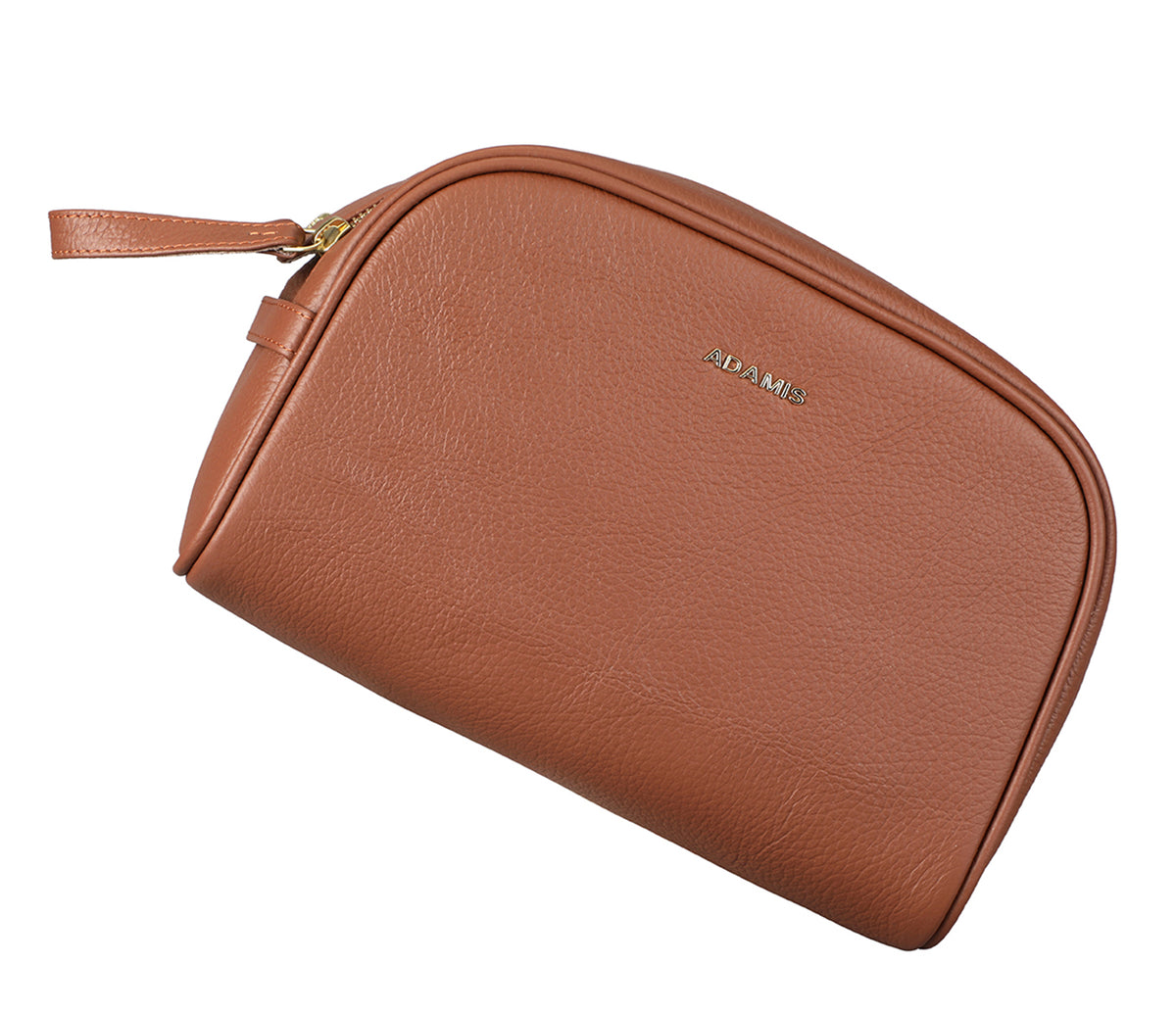 Unisex Wash & Toiletry Travel Pouch - Tan