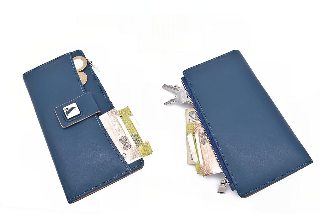 Claudita Womens Wallet-Blue/Beige
