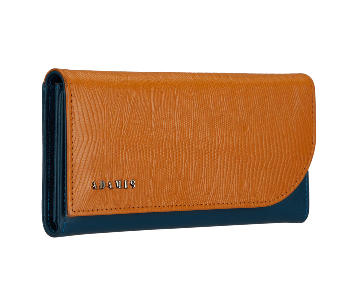 Evelyn Womens Wallet-Tan / Blue