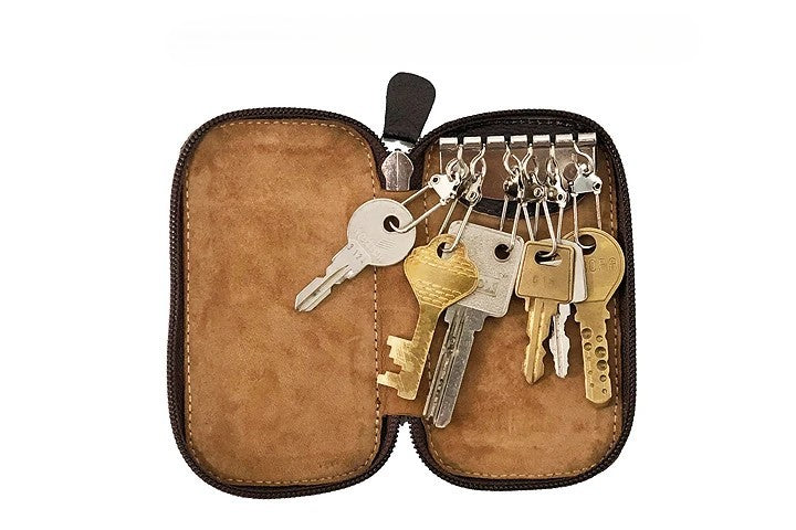 Keycase with Zipper Closing - Brown