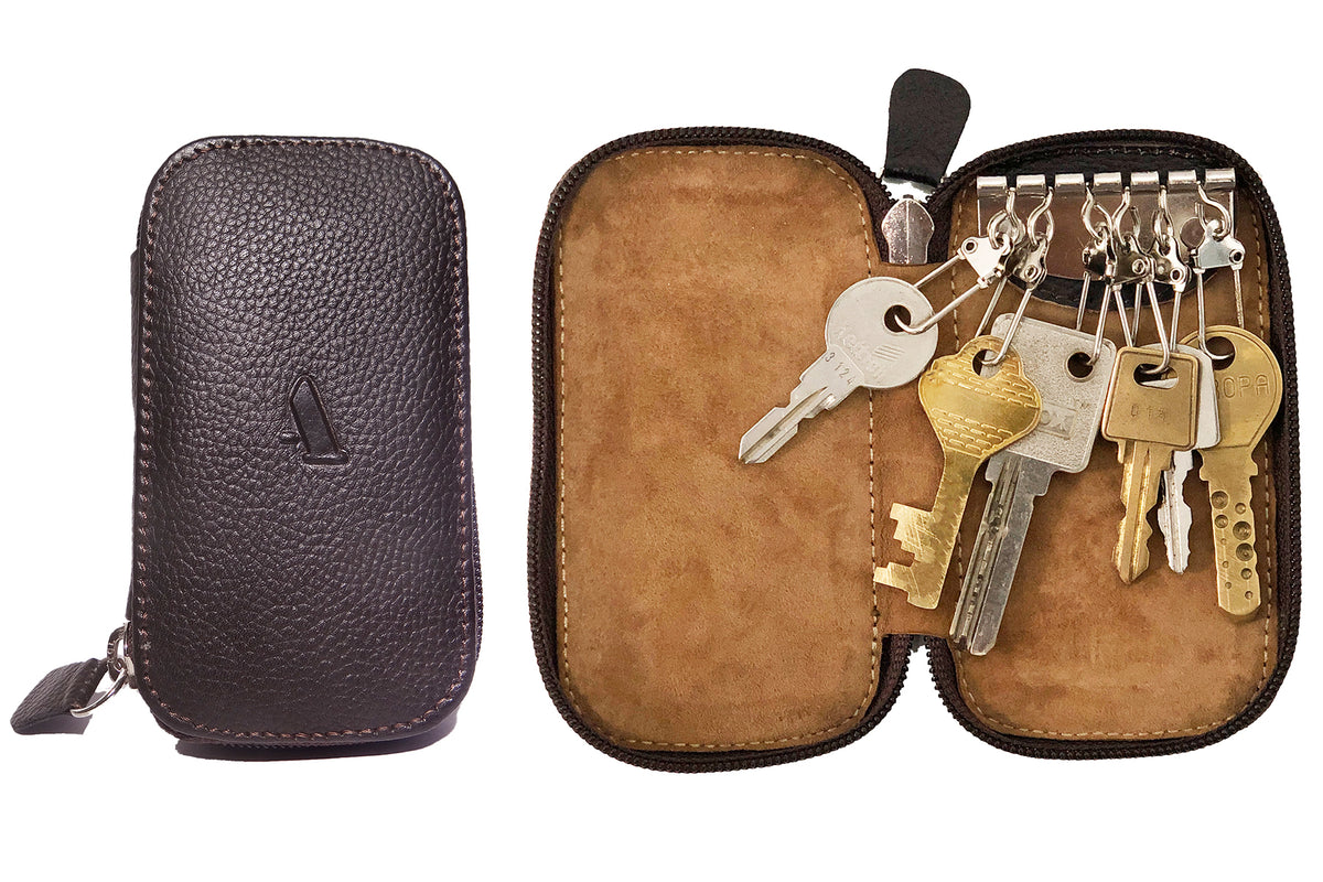 Keycase with Zipper Closing - Brown