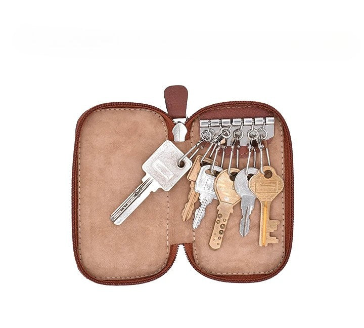 Keycase with Zipper Closing - Tan