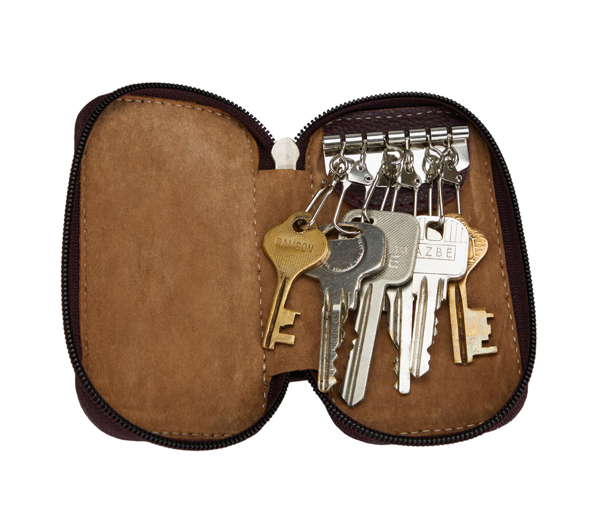 Keycase with Zipper Closing - Wine