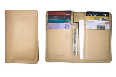 Sleek Vertical Bi-fold Credit Card Wallet-Beige