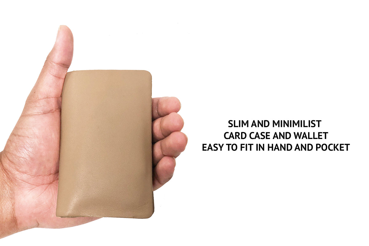 Sleek Vertical Bi-fold Credit Card Wallet-Beige