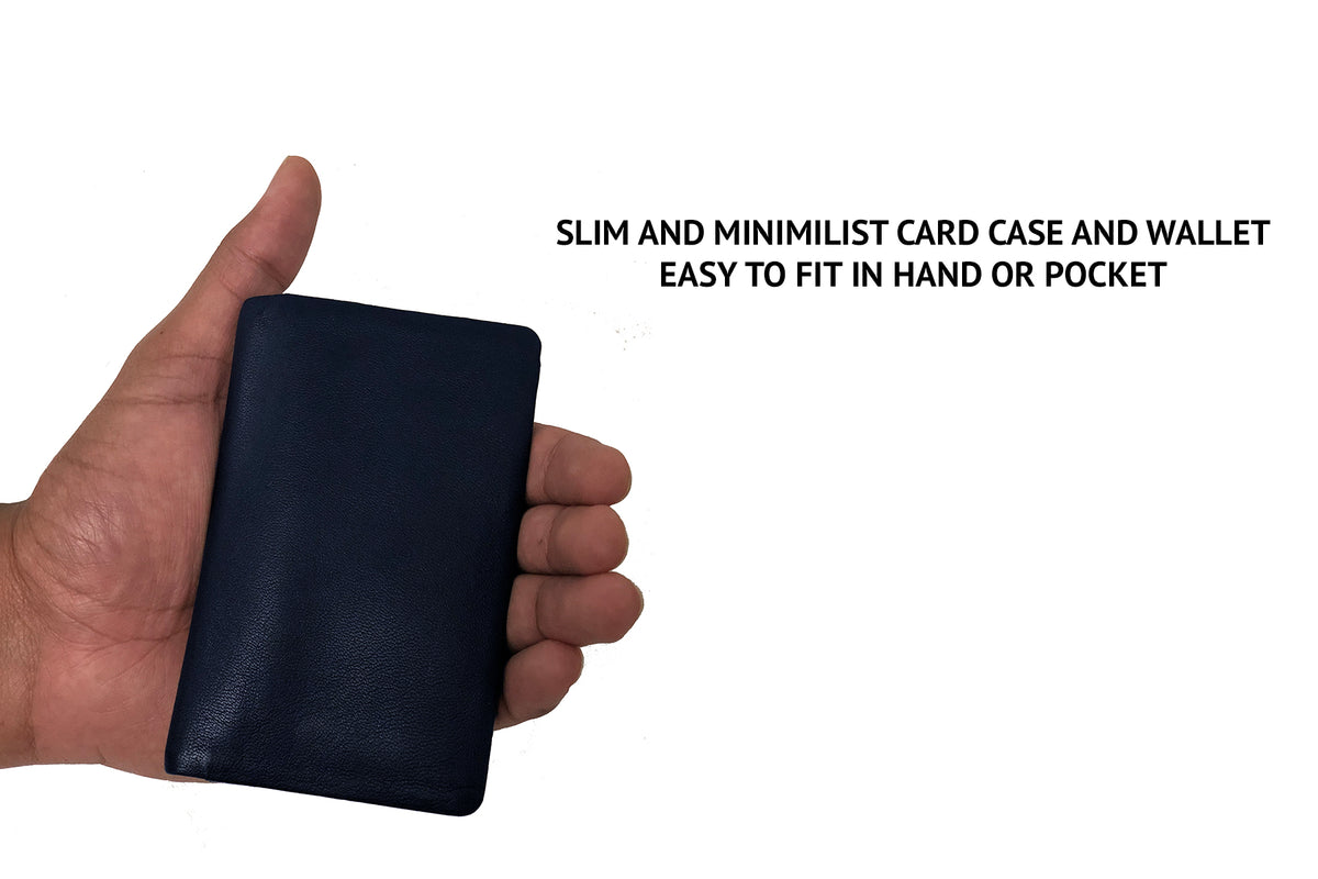 Sleek Vertical Bi-fold Credit Card Wallet-Blue
