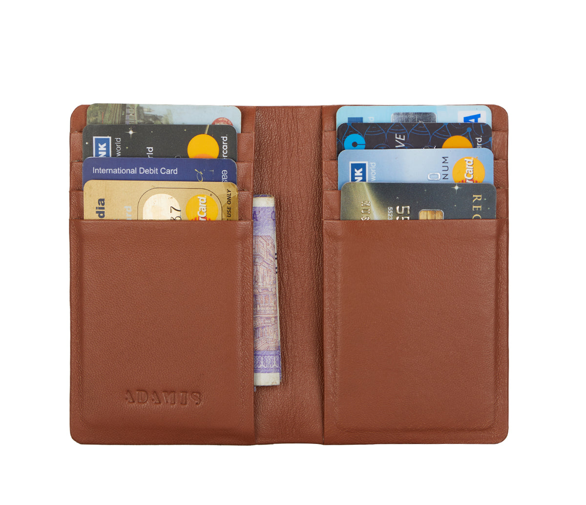 Sleek Vertical Bi-fold Credit Card Wallet-Tan