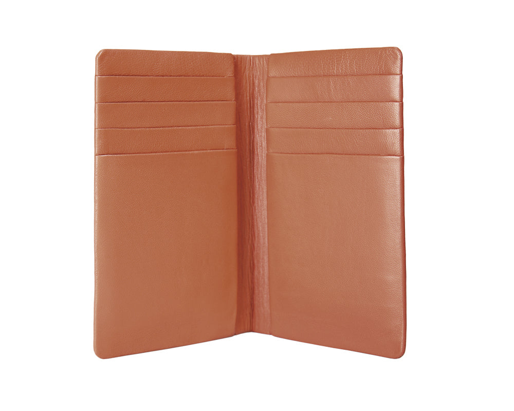 Sleek Vertical Bi-fold Credit Card Wallet-Tan
