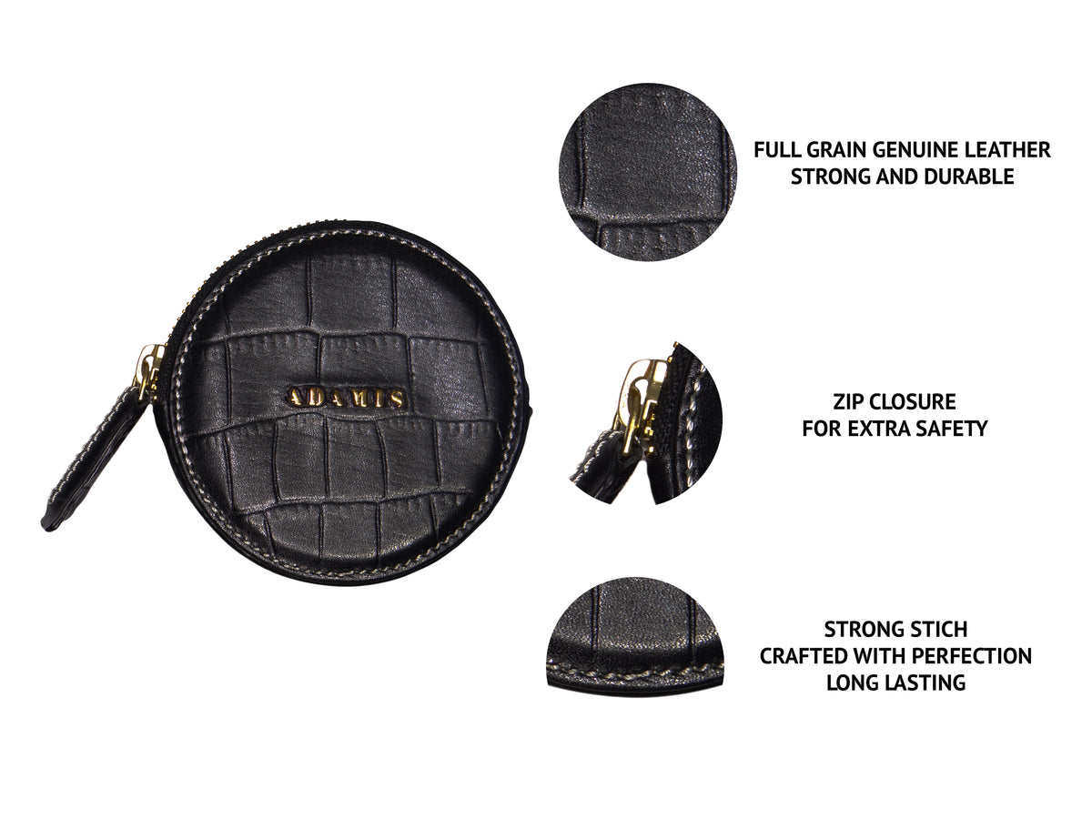 Leather Coin Pouch-Black