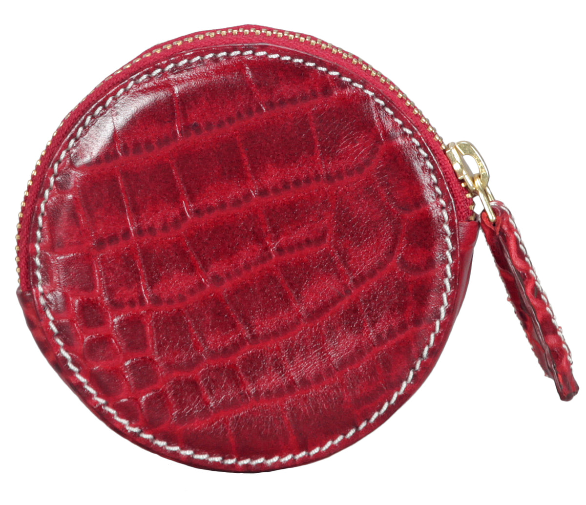 Leather Coin Pouch-Red
