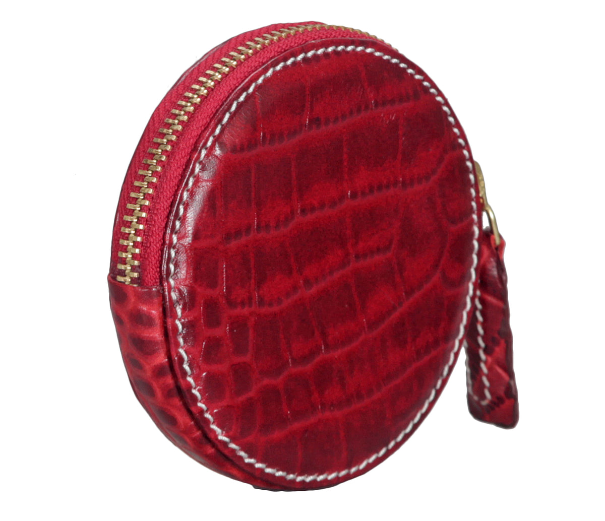 Leather Coin Pouch-Red