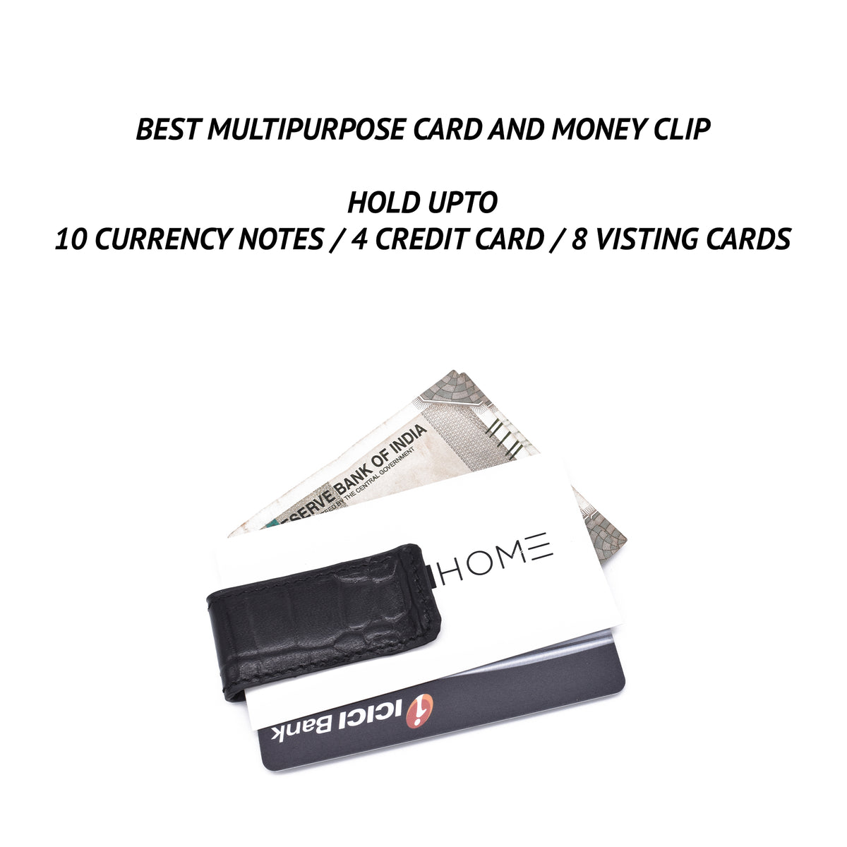 Multipurpose Card And Money Clip-Black