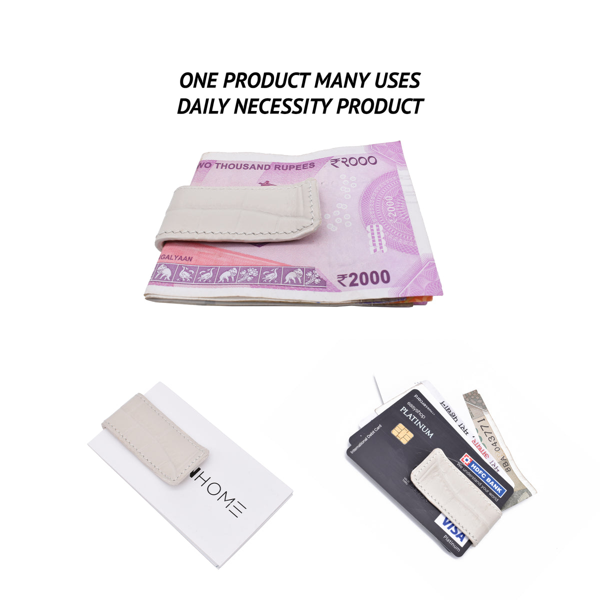 Multipurpose Card And Money Clip-Off White