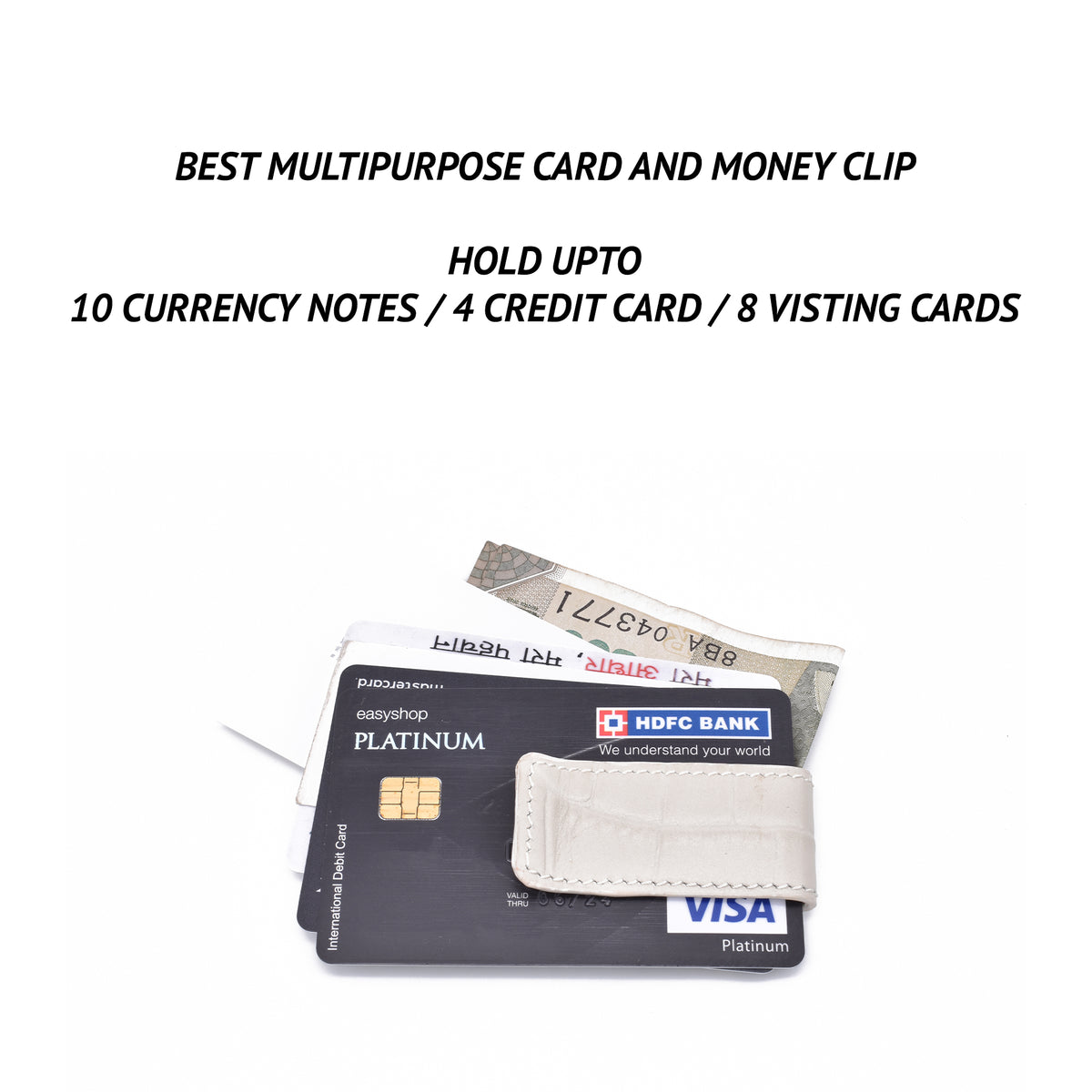 Multipurpose Card And Money Clip-Off White