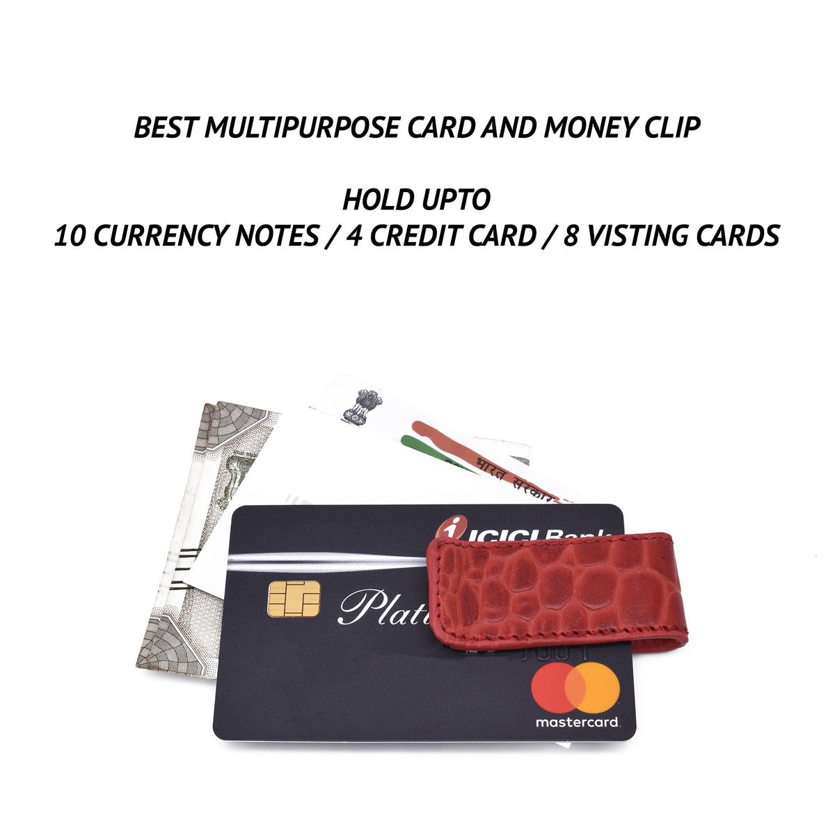 Multipurpose card and money clip - Red