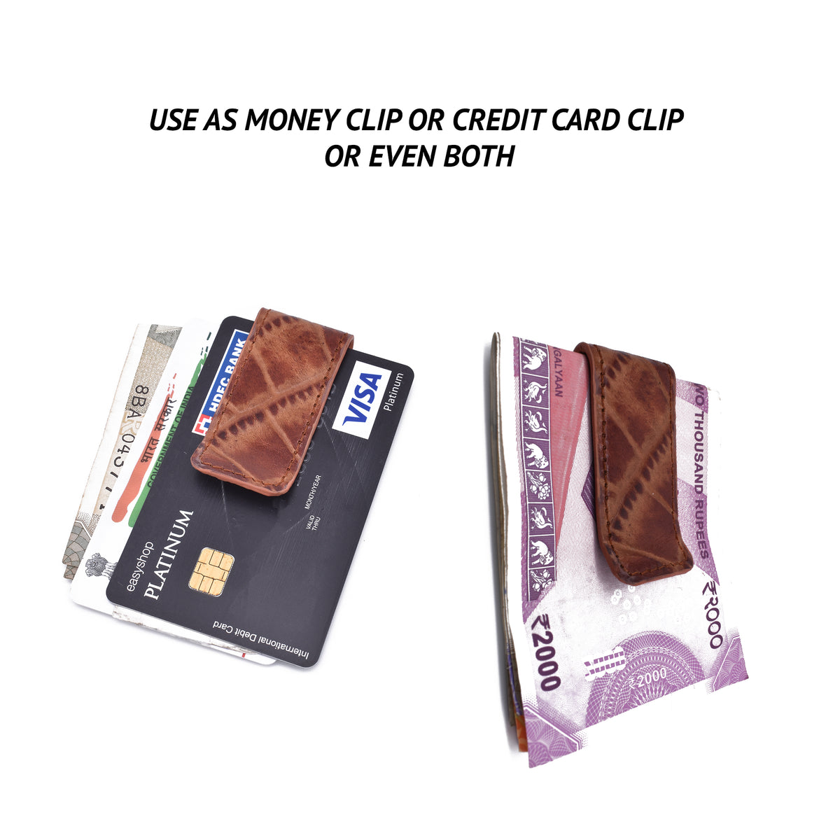 Multipurpose Card And Money Clip-Tan