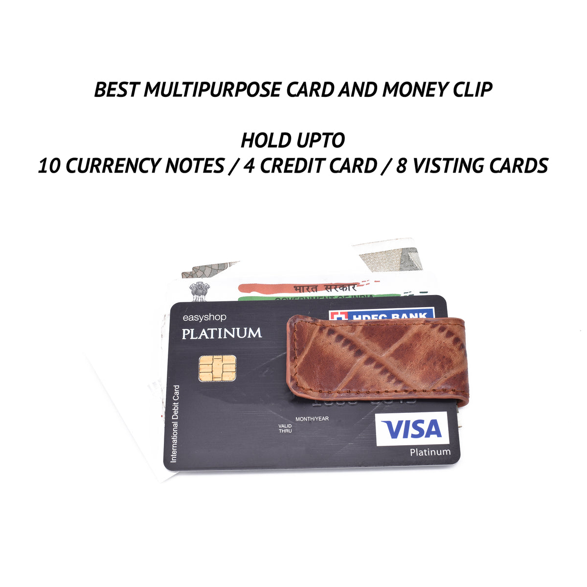 Multipurpose Card And Money Clip-Tan