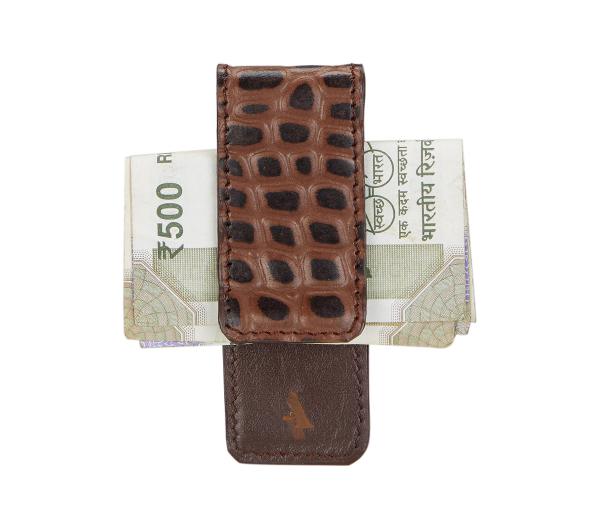 Multipurpose Card And Money Clip-Brown