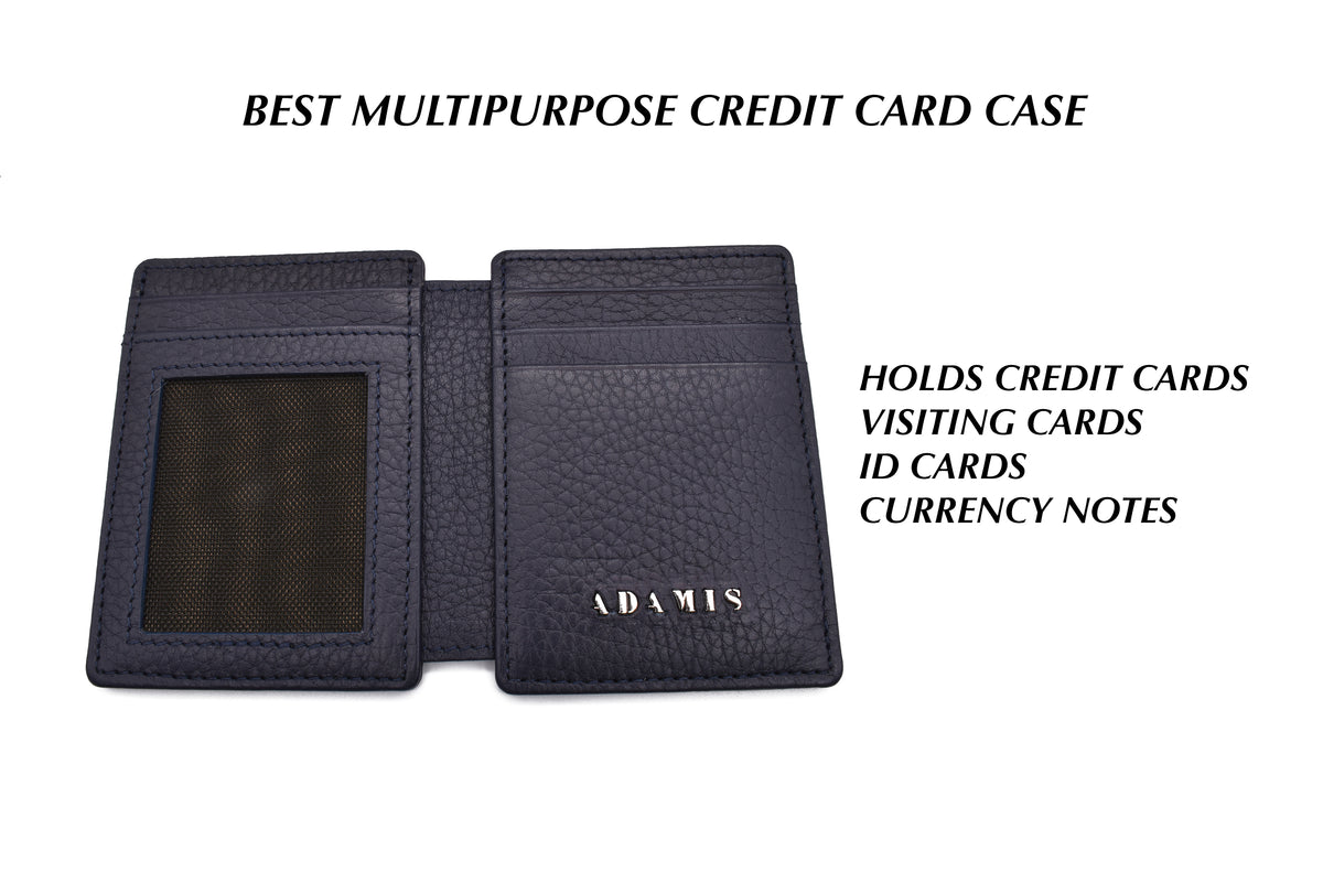 Credit Card Case And Magnetic Money Clip-Blue