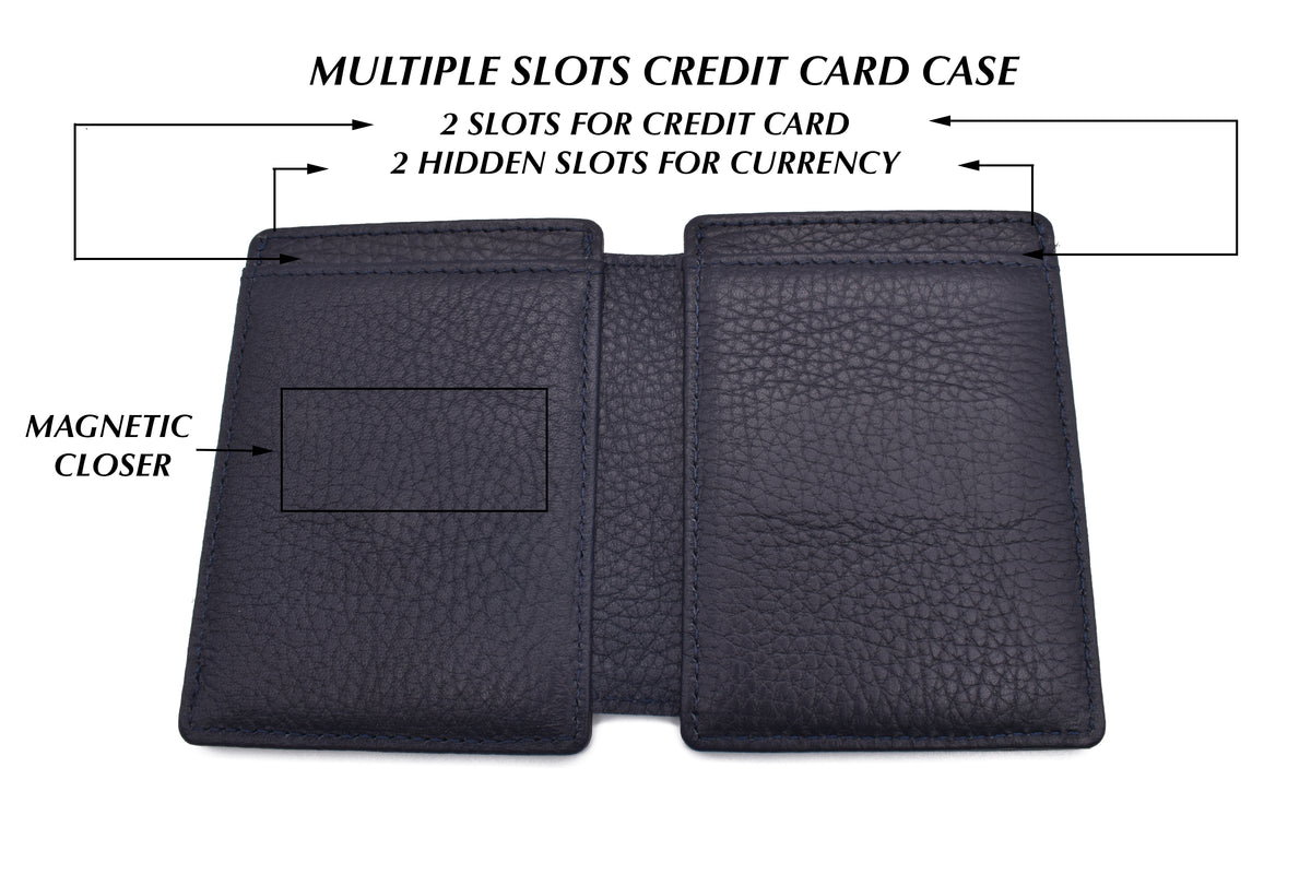 Credit Card Case And Magnetic Money Clip-Blue