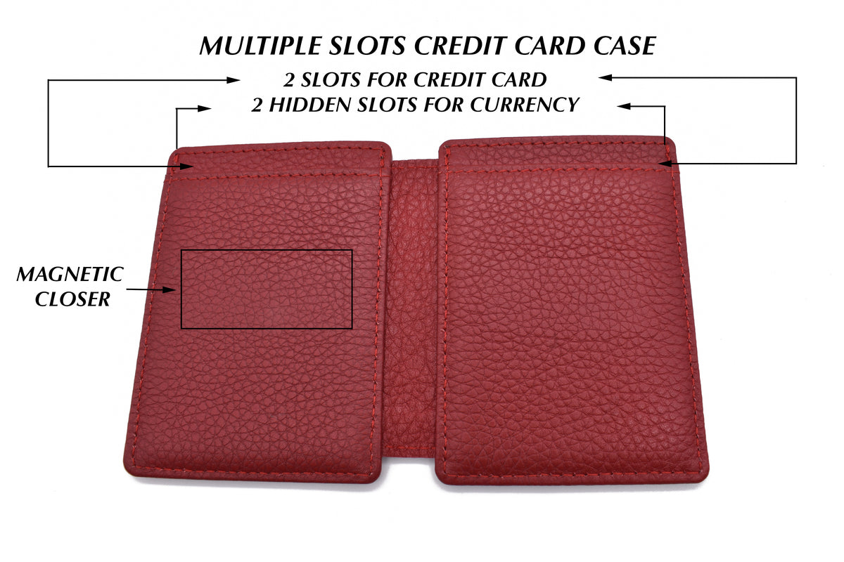 Credit Card Case And Magnetic Money Clip-Red