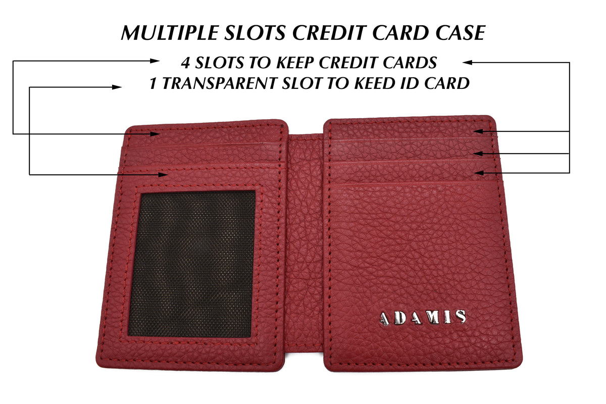 Credit Card Case And Magnetic Money Clip-Red