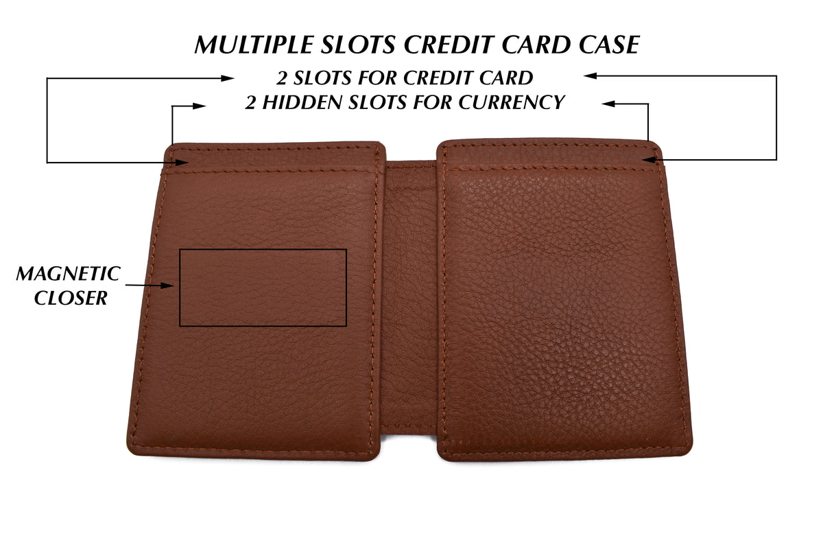 Credit Card Case And Magnetic Money Clip-Tan