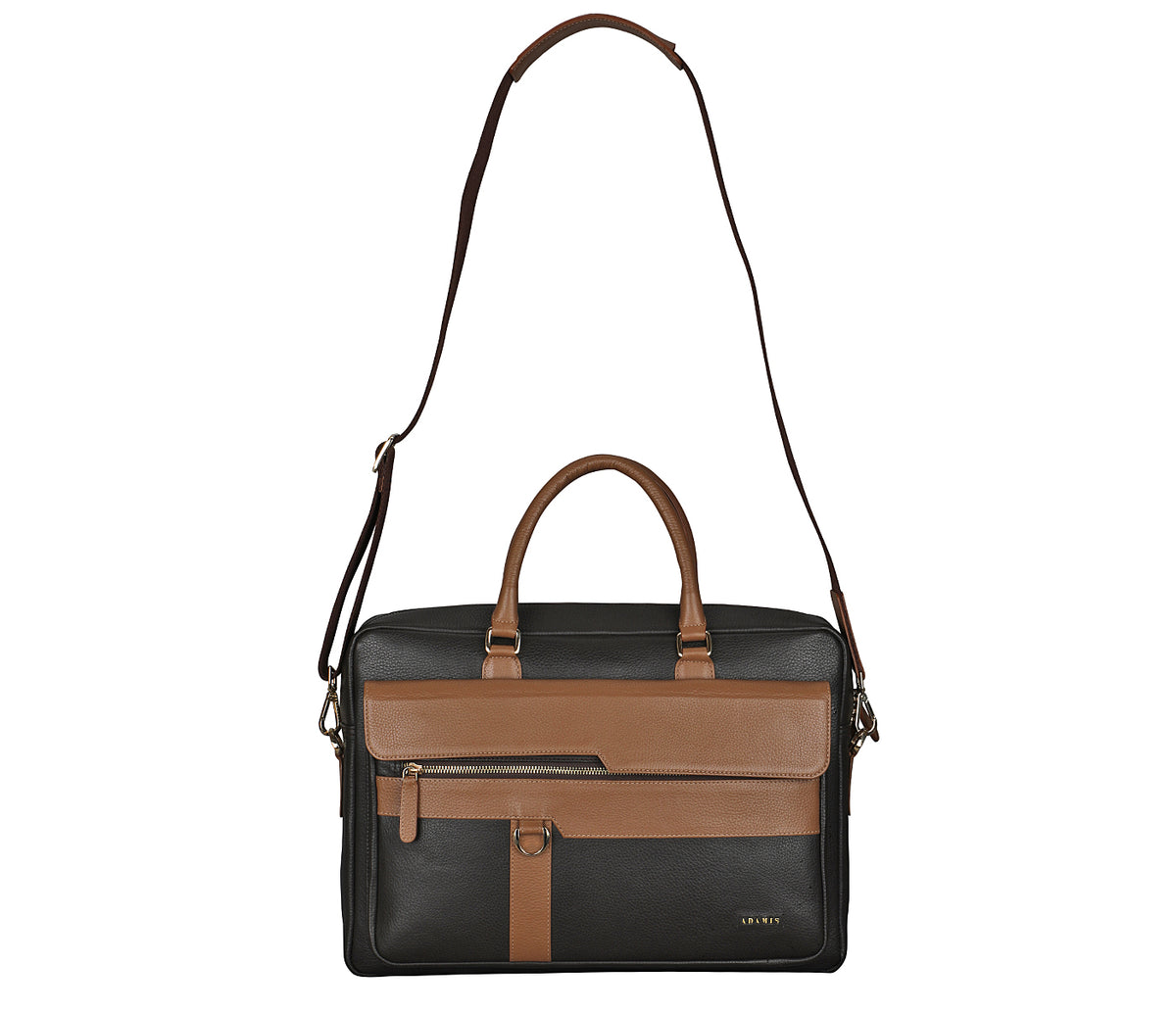 Chris Laptop And Portfolio Bag in Genuine Leather - Black