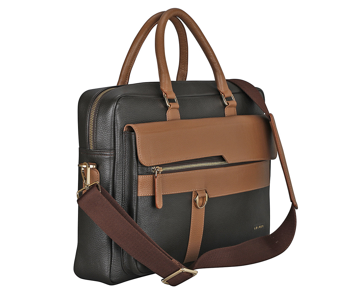Chris Laptop And Portfolio Bag in Genuine Leather - Black