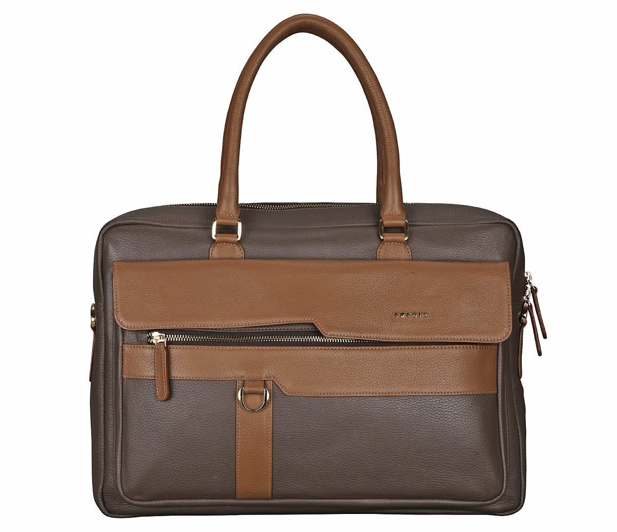 Chris Laptop And Portfolio Bag In Genuine Leather-Brown
