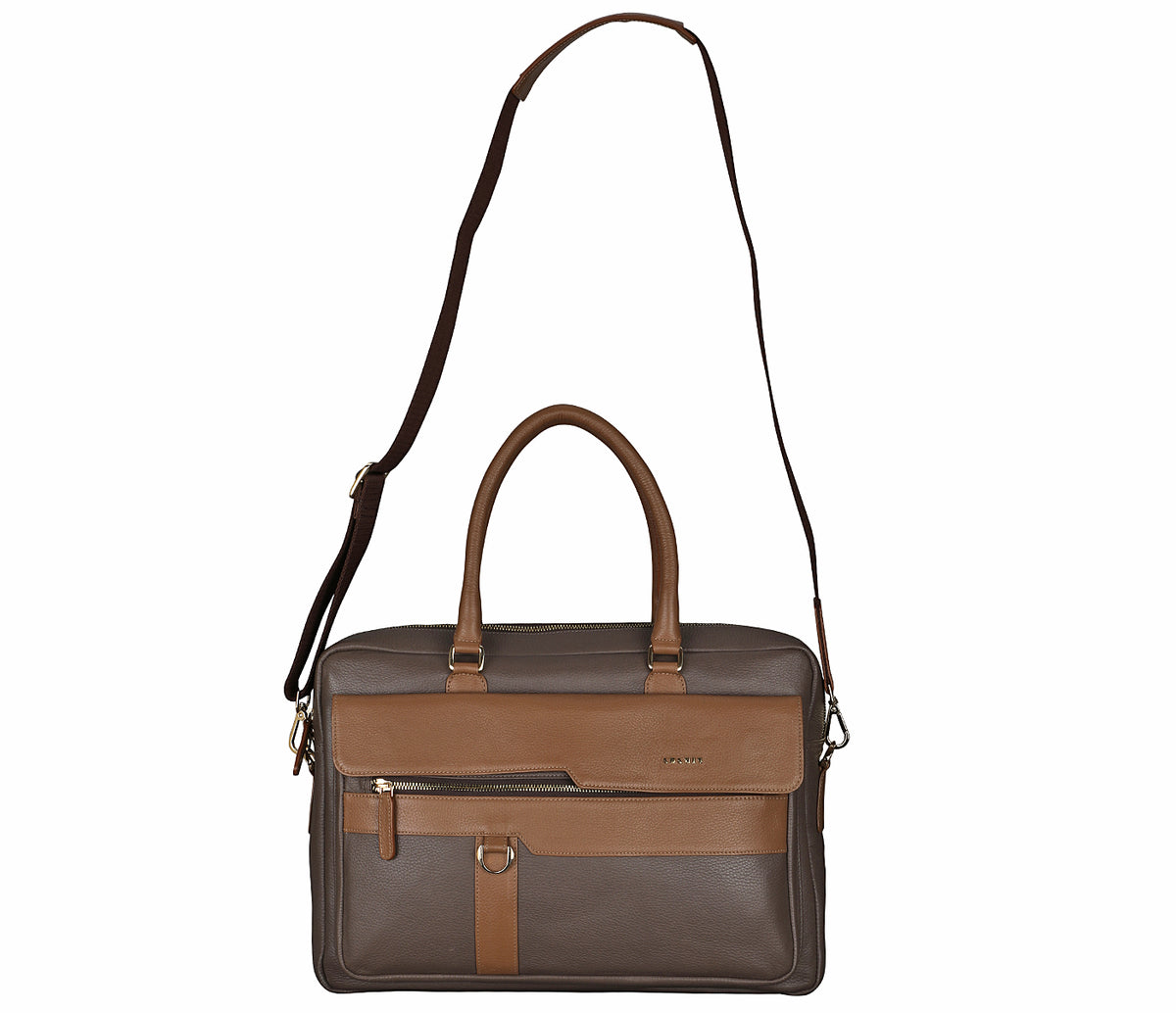 Chris Laptop And Portfolio Bag In Genuine Leather-Brown