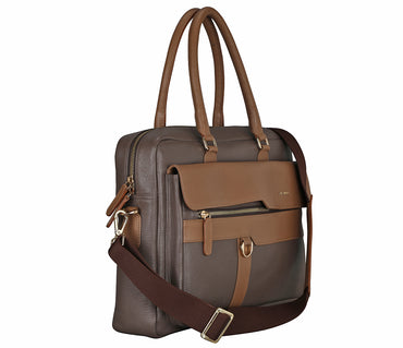 Chris Laptop And Portfolio Bag In Genuine Leather-Brown