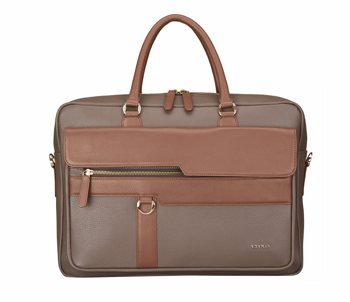 Chris Laptop And Portfolio Bag In Genuine Leather-Tope