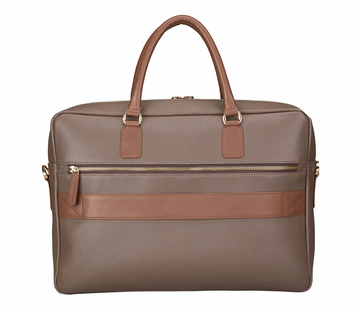 Chris Laptop And Portfolio Bag In Genuine Leather-Tope