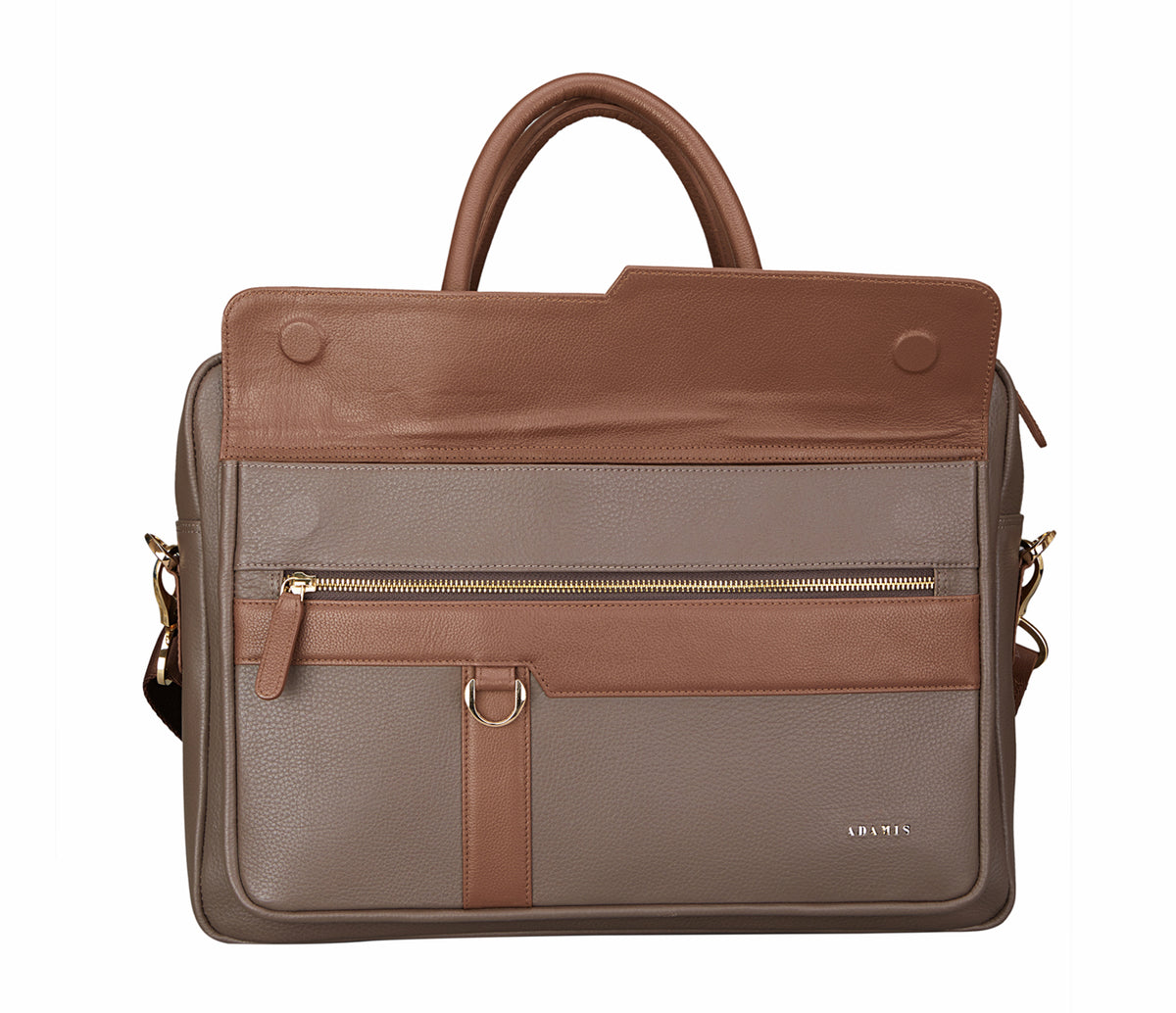Chris Laptop And Portfolio Bag In Genuine Leather-Tope