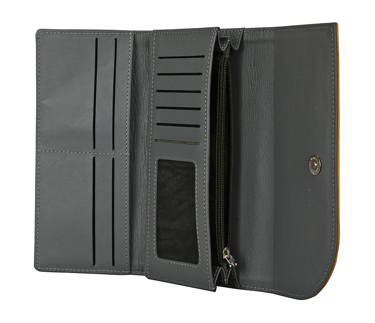 Evelyn Womens Wallet-Mustard / Grey
