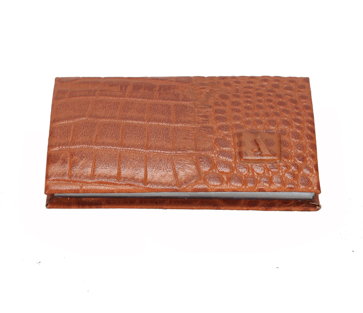 Metal Body Credit, Visiting Card Case Bounded - Tan