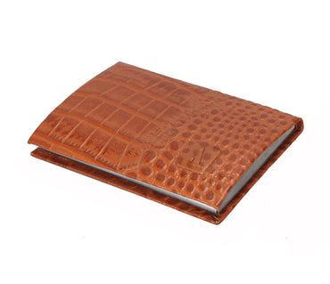 Metal Body Credit, Visiting Card Case Bounded - Tan